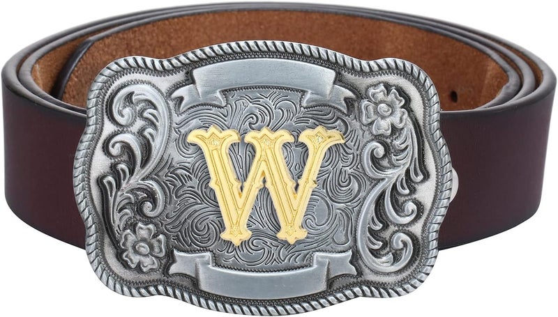 QQA Western Cowboy/Cowgirl Initial Belt Buckle Letter ABC to Z Upgrade Design for Men and Women - Image 4